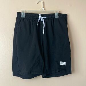 Black Polyester Track Shorts